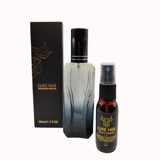 Perfume LURE HER  (con feromonas) + RETA RDANTE power DELAY+ Guía  atracción